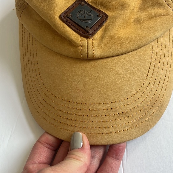 Timberland Baseball Cap Hat Leather Yellow and Brown - Picture 4 of 9